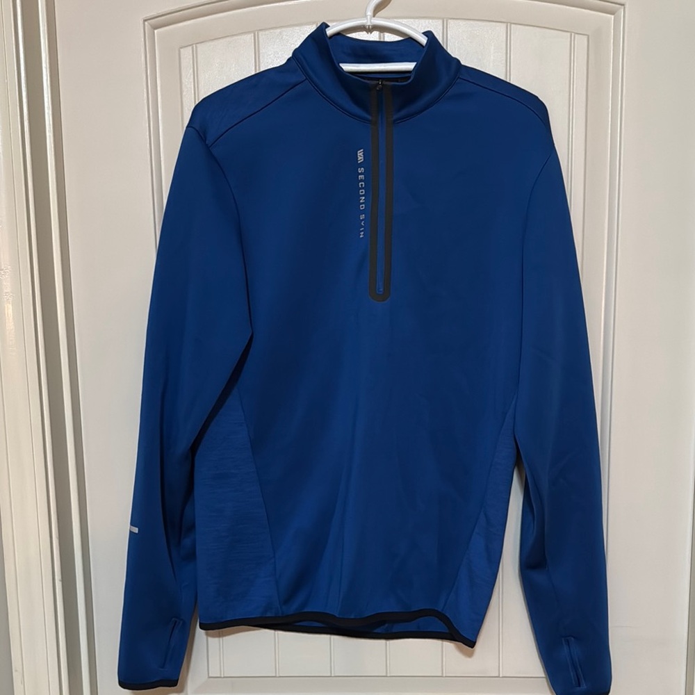 Vibrant Blue Performance Pullover with zipper and Long Sleeves
